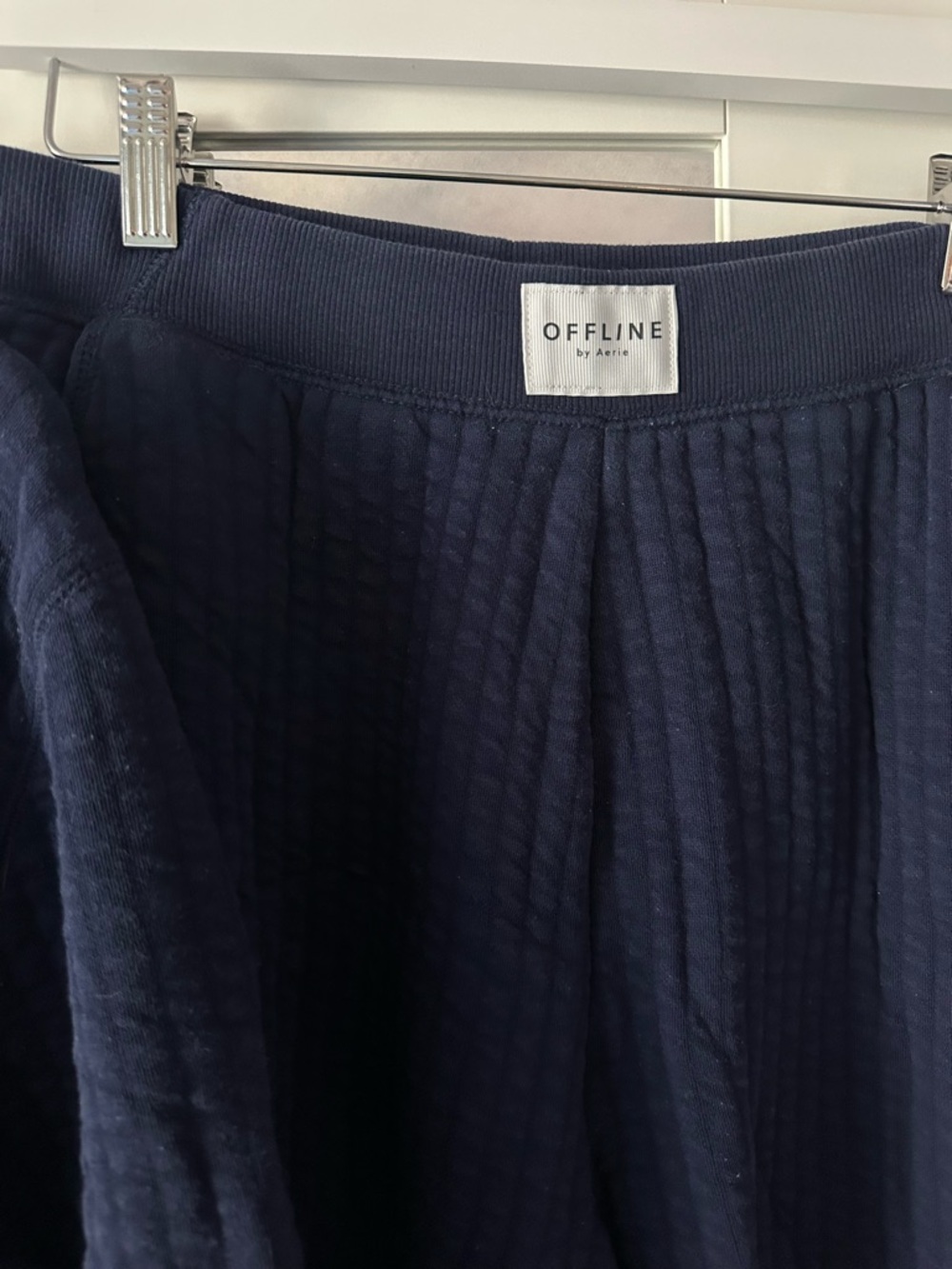 aerie Coffee Run Royal Navy Cropped Hoodie and Matching Wide Leg Lounge Pants - Picture 5 of 7